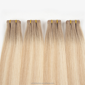 Extensiones de Cabello Rubio Europeo de Alta Calidad, Doble Trama, Invisibles, con Cinta Adhesiva Larga de PU, Extensiones de Cabello Humano Virgen - Product Image 1