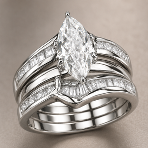 Set di Tre Anelli di Fidanzamento con Micro Pavé di Zirconi per Donne, Gioielli Scintillanti alla Moda - Product Image 5