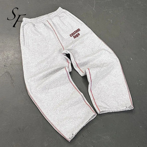 Logo personnalisé de haute qualité Y2K rétro rue Hip Hop <span class=keywords><strong>ceinture</strong></span> <span class=keywords><strong>élastique</strong></span> hommes pantalons de Jogging rayé décontracté ample hommes pantalons de sport - Product Image 1