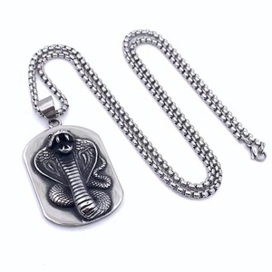 Collar con Colgante de Serpiente Cobra Militar de Acero Inoxidable para Hombre, Diseño Temático de Animales, Joyería de Regalo - Product Image 2