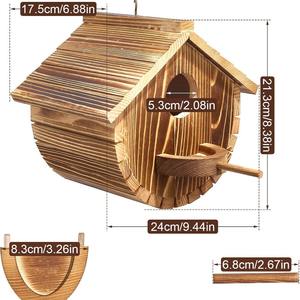 Custom Outdoor <span class=keywords><strong>Bird</strong></span> case, naturale in legno uccello rifugio Bluebird Finch Cardinals Hanger Birdhouse per la visualizzazione del giardino - Product Image 2