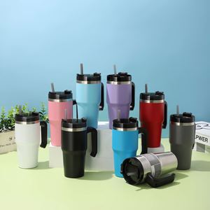 Custom Pattern Printing Supported 20oz 30oz Stainless Steel Vacuum Tumbler Car <b>Travel</b> <b>Mug</b> <b>With</b> <b>Handle</b> Straw - Product Image 1