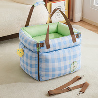 Sac de transport pliable pour animaux de compagnie, motif écossais, pour chats et petits chiens, avec sangle d'épaule réglable