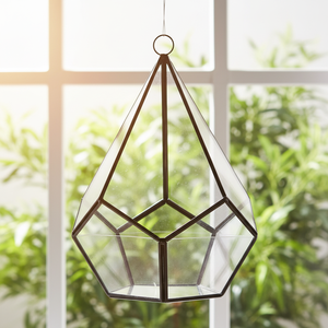 Vaso Terrario in Vetro Trasparente con Design Geometrico Art Déco, Vaso da Tavolo per Piante Succulente, Vendita all'Ingrosso - Product Image 1