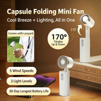 Ventilateur portable 2026 intégré 5 niveaux 170° pivotant, autonomie ultra-longue, mini, en plastique, promotionnel, pour voiture et hôtel
