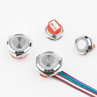 Interrupteur à bouton-poussoir court étanche en acier inoxydable 12/16/19/22mm LED à réinitialisation automatique Mini interrupteur à bouton marche/arrêt