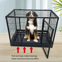Cages pour chiens en métal durables de gros, noires, à double porte, bouton, tube carré, cages pliables, cage pour animaux de compagnie robuste