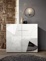 Muebles de acento, pintado blanco Simple aparador, soporte de TV, armario con almacenamiento con vidrio para sala de estar, comedor