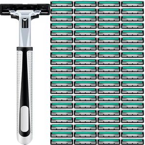 Double <b>Edge</b> Razor Blades 2 Layer Manual Replacement For Men And Women <b>Plastic</b> Handle With Green Blade Insert - Product Image 5
