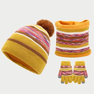 Europe America Hot Selling Kids 3 Set Gloves Collar Beanie Cap Children Winter Warm <b>Hat</b> - Product Image 2