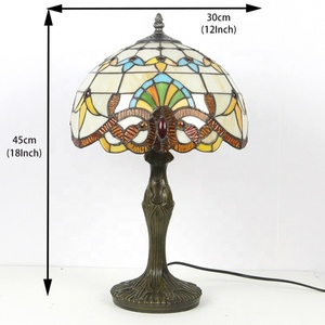 Lámpara de Mesa Tiffany LongHuiJing de 12 Pulgadas, Vidrio Emplomado, Estilo Barroco Europeo Clásico, Lámpara de Escritorio para Sala de Estar, Lámpara de Mesa para el Hogar - Product Image 4