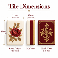 Jeu de tuiles de Mahjong américain avec motifs vintage Rose Bourgogne pour les soirées de jeu en famille, idéal pour la vente au détail et la personnalisation de marque