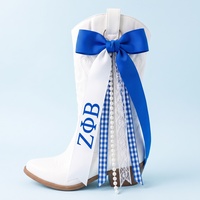Breloque de botte personnalisée avec logo, bleu et blanc, lettres grecques, souvenir universitaire, en émail et cristal, pour sororité