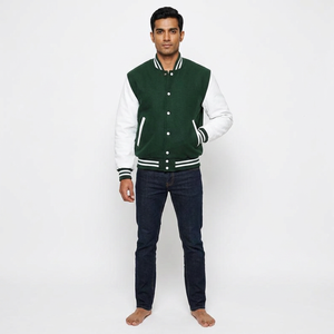Veste varsity surdimensionnée pour homme avec logo personnalisé, 100% coton respirant, col montant, style streetwear d'hiver - Product Image 1