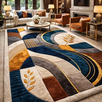 Tapis en laine tufté à la main, tapis géométrique abstrait, épais et luxueux pour salon et chambre à coucher