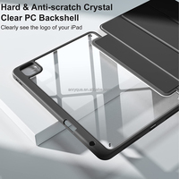 Pour iPad Pro 11 pouces étui 4ème/3ème/2ème/1ère génération 2022 2021 2020 2018 avec porte-crayon coque arrière transparente veille automatique