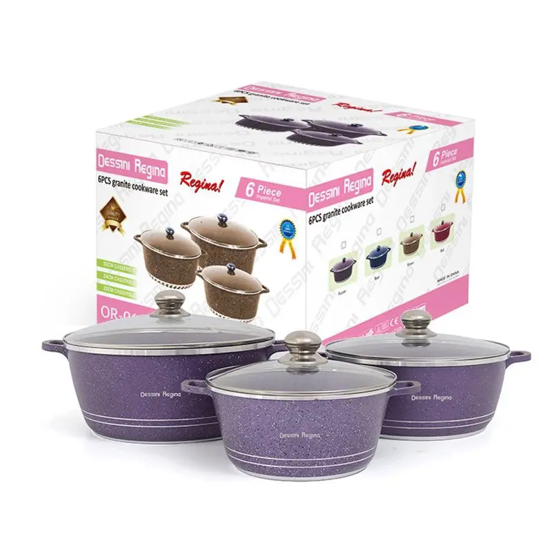 6 Stuk Set Medische Steen Non-stick Pan 6Pc Non Voorraad Pot Soep Pot Koekenpan Sterven-Gegoten Aluminium Dessini Kookgerei Sets Kookgerei