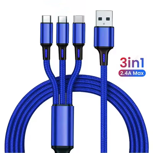 <span class=keywords><strong>Cable</strong></span> <span class=keywords><strong>USB</strong></span> 3 en 1 de 1.2M 2A con Trenzado de Nailon, <span class=keywords><strong>Cable</strong></span> de Carga Rápida para Teléfono con Tres Puertos IOS/Tipo-C/<span class=keywords><strong>Micro</strong></span>, <span class=keywords><strong>Cable</strong></span> Cargador Multi 3 en 1 - Product Image 4
