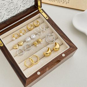 Dylam New Designer S925 Silver Rhodium 18K Gold Plated <b>Fine</b> Fashion Jewelry Women Geometric Chunky Glossy <b>Stud</b> <b>Earrings</b> - Product Image 2
