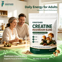 Poudre de créatine et de champignons à marque privée, sachet de 300g, 3000mg de créatine monohydrate, mélange de champignons pour la récupération et la croissance musculaire