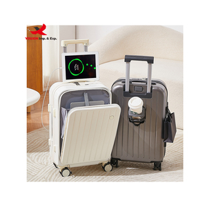 RTS Bulk New Style ABS Hard Shell 4-Wheel Spinner <b>Suitcase</b> Multi-function PC Cup Holder Front Opening USB Charging Lock Drawbars - Product Image 2