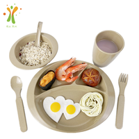 Cuillère et fourchette de balle de riz biodégradable sans plastique sans BPA vaisselle vaisselle pour enfants accessoires pour bébés ensemble de vaisselle d'alimentation