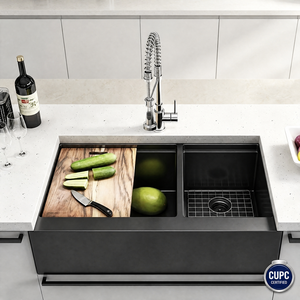 Fregadero Doble <span class=keywords><strong>Grande</strong></span> Contemporáneo Hecho a Mano para Granja, con Delantal Frontal, Duradero y Multifuncional, Venta al por Mayor - Product Image 1