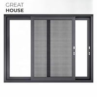 Fenêtres coulissantes en aluminium insonorisées à double vitrage, fenêtre en alliage d'aluminium, fenêtre coulissante horizontale pour maison