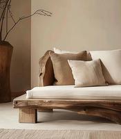 Lits de chambre d'hôtel en bois écologique style Wabi-sabi AJJ-M187 pour maisons d'hôtes, villas, appartements personnalisés, clubs de villégiature et centres de loisirs