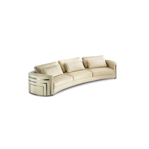 Juego de sofá seccional de 3-6 plazas de esquina curvada de diseñador italiano de lujo sofá de cuero genuino para salas de estar-muebles de hotel - Product Image 1