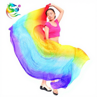 Nuevo Pañuelo de Seda Degradado para Danza del Vientre, Velo Largo de 1.5m, 100% Seda Real Estampada, 15m*20m, para Año Nuevo, TV y Cine