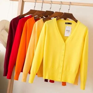 I-0019 Wholesale <strong>Sweater</strong> With Button Black <strong>White</strong> V Neck Long Sleeve Thin <strong>Knitted</strong> Women's Cardigan <strong>Sweaters</strong> - Product Image 3