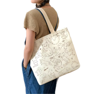 กระเป๋าผ้าแคนวาสออร์แกนิคสำหรับผู้หญิง พร้อมหูหิ้วเชือก  ขนาดใหญ่  สำหรับใส่ของขวัญชายหาด  สามารถสกรีนโลโก้ได้ตามต้องการ - Product Image 5