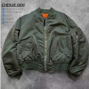 แจ็คเก็ตบอมเบอร์วินเทจทรงครอป คุณภาพสูง แจ็คเก็ตนักบินไนลอนสำหรับผู้ชาย ปักโลโก้ตามสั่ง เสื้อโค้ทนักบิน <span class=keywords><strong>MA1</strong></span> สำหรับผู้ชาย - Product Image 1