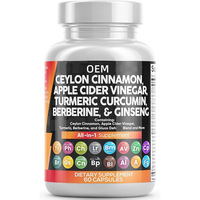 Capsules de Cannelle de Ceylan, Vinaigre de Cidre de Pomme, Curcuma et Chardon-Marie pour Adultes, pour une Meilleure Densité Osseuse, 60 gélules