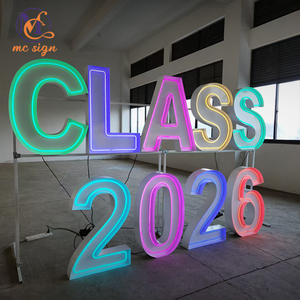 사용자 정의 LED 네온 금속 RGB 자이언트 3ft 4ft 선택 윤곽 문자 바 생일 파티 웨딩 이벤트 장식 - Product Image 4