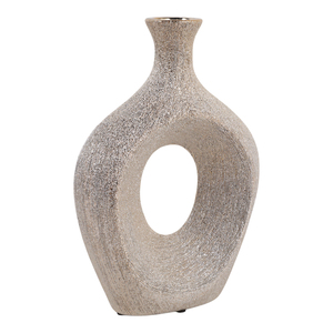 Vaso in Ceramica Ovale con Ritagli, Alto, Moderno, Decorazione per Soggiorno, Ufficio, Tavolo - Product Image 3