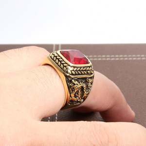 Anillo de Acero Inoxidable Unisex con Diseño de Dragón y Gema, Estilo Punk Rock Creativo, Chapado en Oro, Certificado por Terceros, Directo de Fábrica - Product Image 5