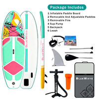 Planche à pagaie gonflable artistique de 9'6'' pour adolescents, SUP coloré léger pour filles, épaisseur de 15 cm, planche stable pour la pratique de la planche à pagaie debout