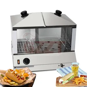 Peralatan Makanan Ringan Komersial 220V Listrik Hotdog Steamer 200 Sosis & 100 Roti Roti Kabinet Pajangan