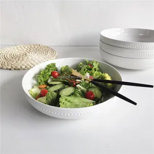 Bol à salade blanc pur 9.5 pouces, extra large, salade peu profonde pour le service de mélange, offre spéciale, 1600ml