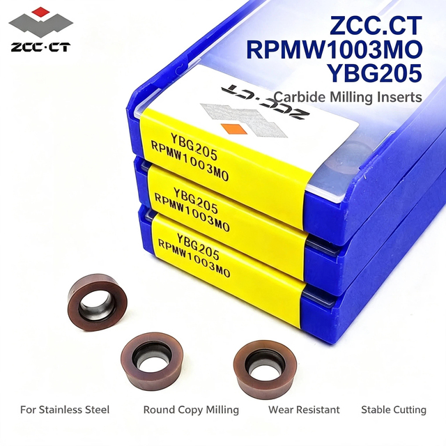 Original ZCC.CT RPMW1003MO YBG205 Carbide Milling Inserts CNC Lathe Round Copy Milling Tools for Stainless Steel Wholesale