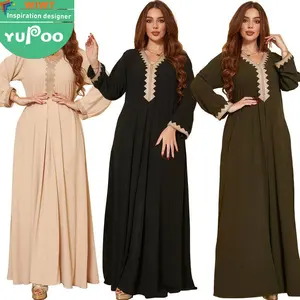 65-AB163-stock woman clothes wholesale fashion apparel elegant Club party Muslim floral casual long dresses Club party prom