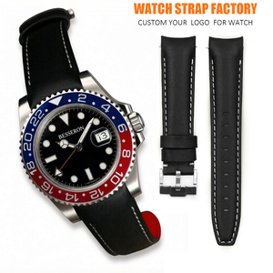 Bracelet de montre en cuir personnalisé de haute qualité avec logo, surpiqûres noires et blanches, bracelet de remplacement en cuir véritable, fabricant en gros - Product Image 1
