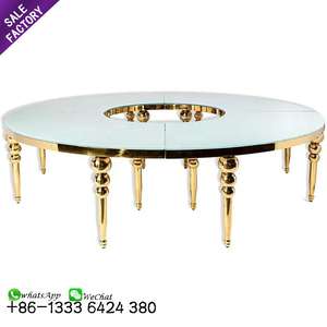 Hot Banquet Event Party Glass Oval Shape Metal Wedding Stainless Steel Furniture <b>Gold</b> <b>Legs</b> Dining Dinner <b>Table</b> and Chair - Product Image 6
