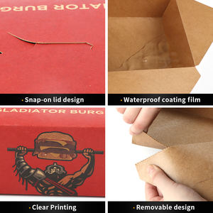 Boîte à glissière à <span class=keywords><strong>pizza</strong></span> kraft recyclable pour sandwich au riz frit au fromage <span class=keywords><strong>taco</strong></span> nacho à emporter avec couvercle ouvert déchirable Design durable - Product Image 2