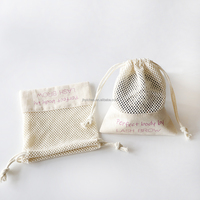 Sacs cadeaux en coton naturel brodés sur mesure avec motif marguerite, pochettes recyclables pour cosmétiques et tampons faciaux - Disponibles