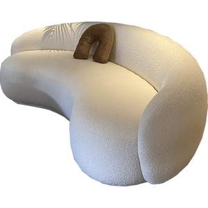 أريكة بمقعد واحد بتصميم بسيط على الطراز الاسكندنافي، مصنوعة من قماش المخمل الناعم والإسفنج، بتصميم منحني على شكل الكاجو، مناسبة لغرفة المعيشة والشقق الصغيرة ومحلات الملابس وصالونات التجميل - Product Image 5