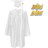 Set Jubah dan Topi Wisuda Anak Bahan Satin Mengkilap untuk Anak Usia 3-8 Tahun, Seragam Upacara Wisuda dengan Logo Kustom