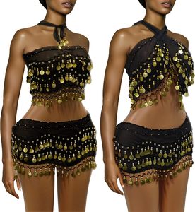 Women Hip Scarf Belly Dancing Coins <strong>Belt</strong> Skirts Suit <strong>Festival</strong> Cosplay Halloween Costume - Product Image 1